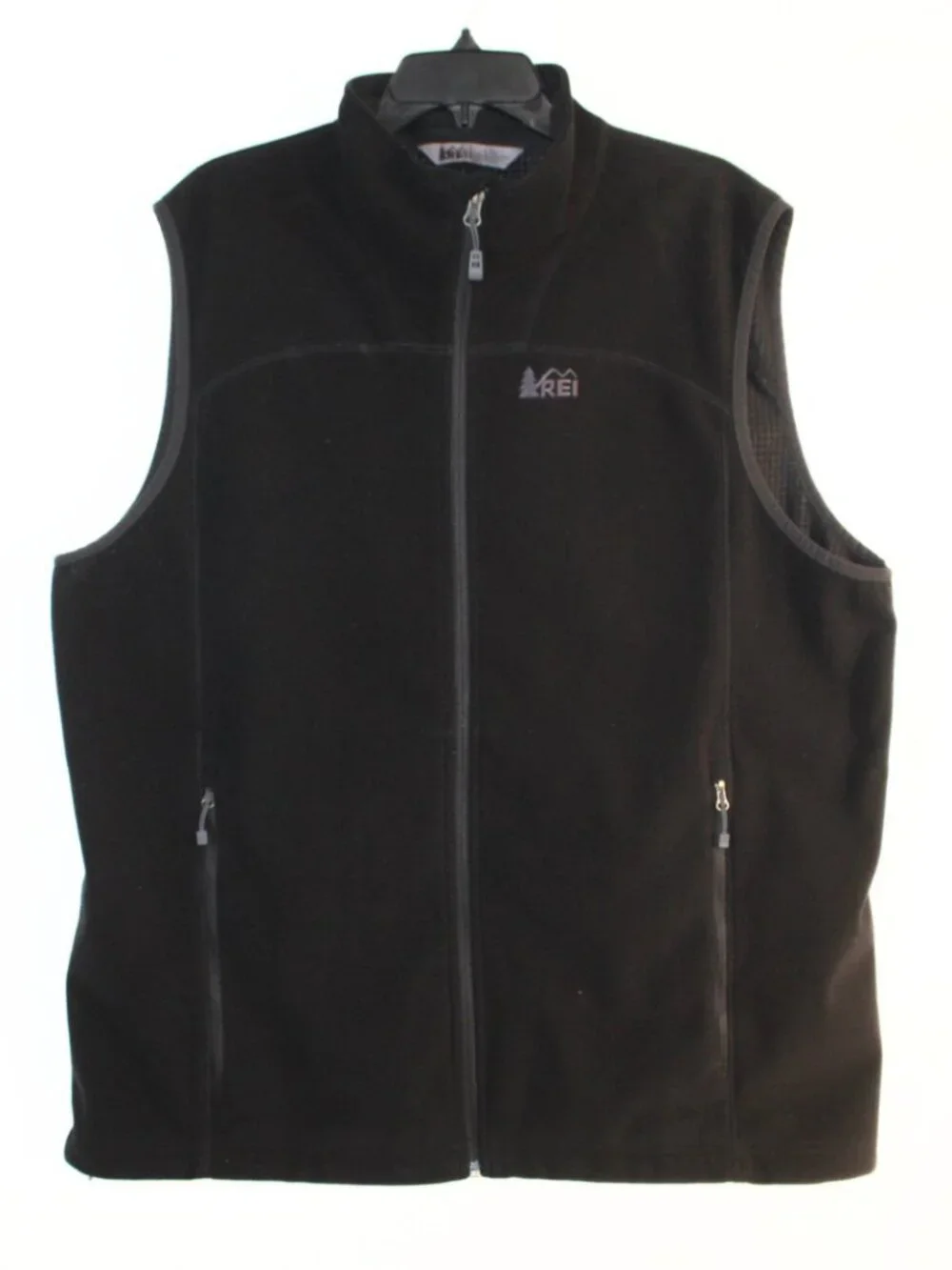 REI mens fleece vest size XXL black full zip front sleeveless mock neck outdoor